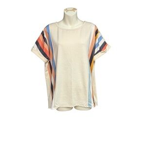 BiBi size small cream Striped Multicolor T-Shirt oversized
